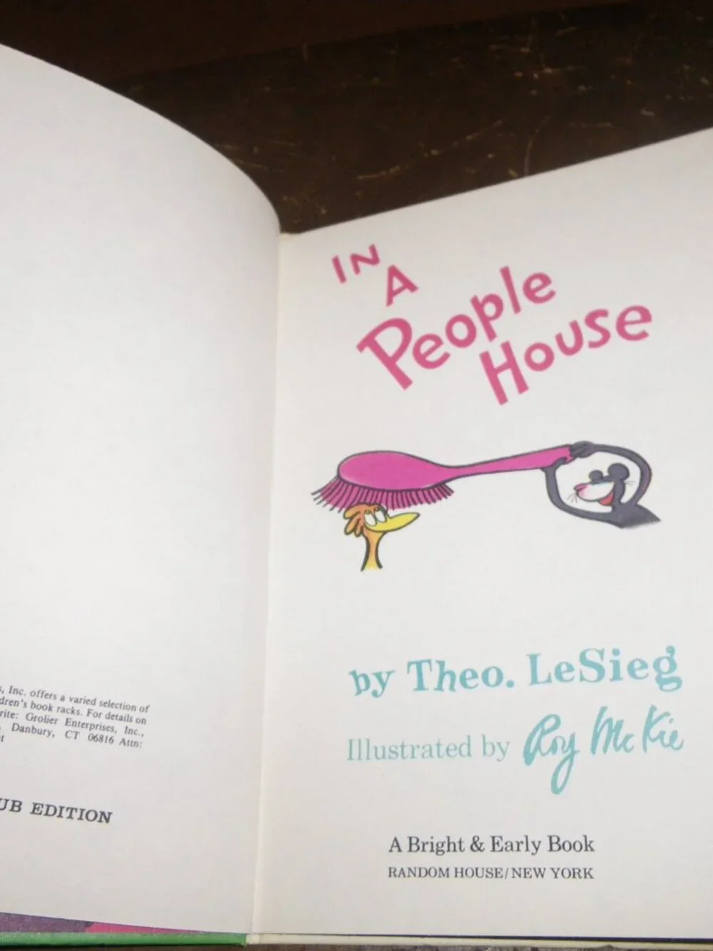 Vintage 1972 In A People House Theo LeSieg Bright & Early Book Dr. Seuss